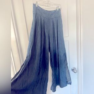 Free People super wide leg denim pants.